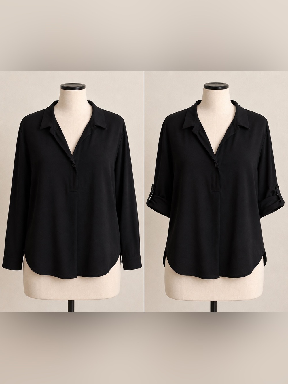 KELLY RENEE Rayon Blouse. Sz L. Long sleeve w/tab for wearing shorter sleeves